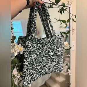 Homemade Stylish Green and White Tote Bag